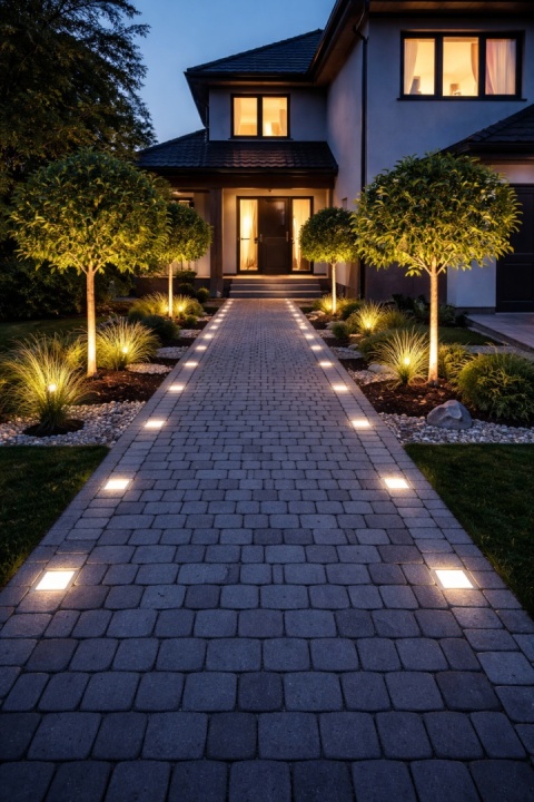 ZESTAW 4x ŚWIECĄCA KOSTKA BRUKOWA LED BRUKLUX 10 X 14 x 6 cm