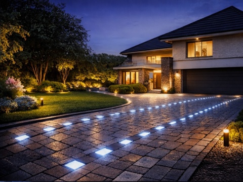 ZESTAW 8x ŚWIECĄCA KOSTKA BRUKOWA LED BRUKLUX 10 X 14 x 6 cm